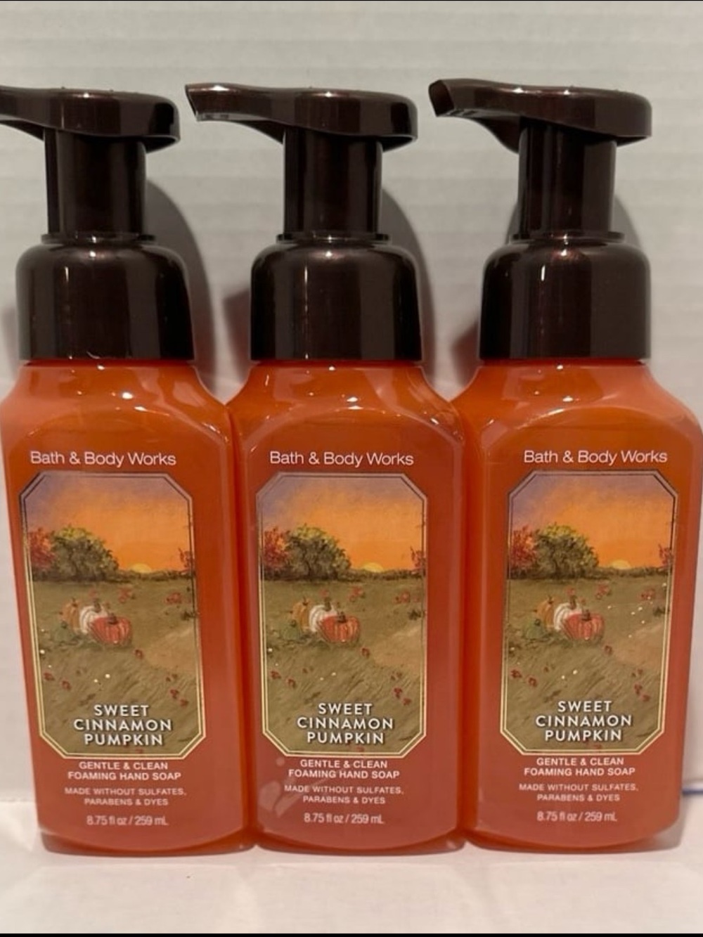 Bath & Body NEW (3) Sweet Cinnamon Pumpkin Foaming Hand Soaps